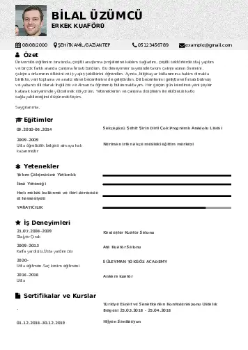 Kuaför Cv Örnekleri cv indir